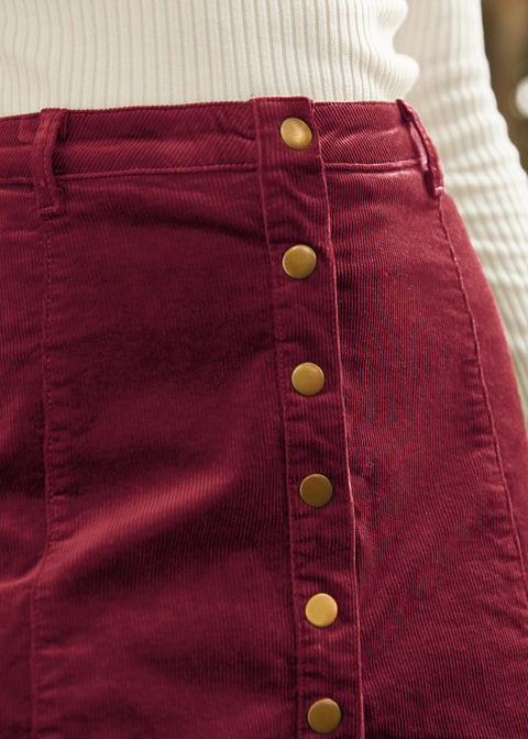 Vogue on Vinyl Button Front Corduroy Skirt