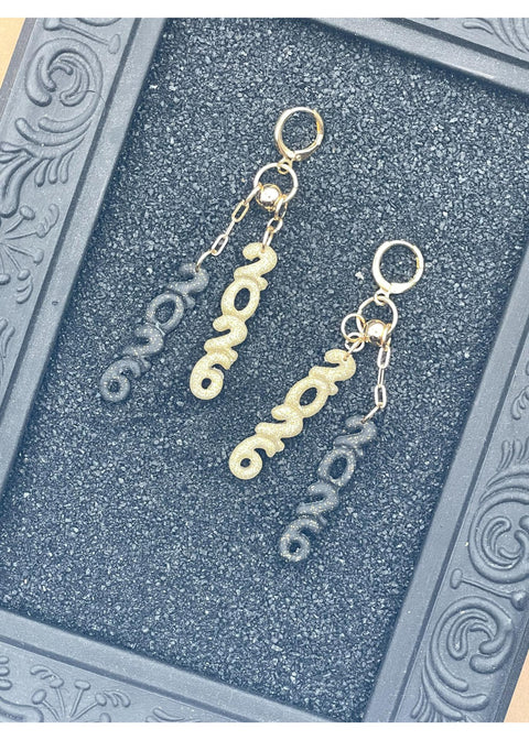 Jump Into 2026 Sparkly Black Earrings