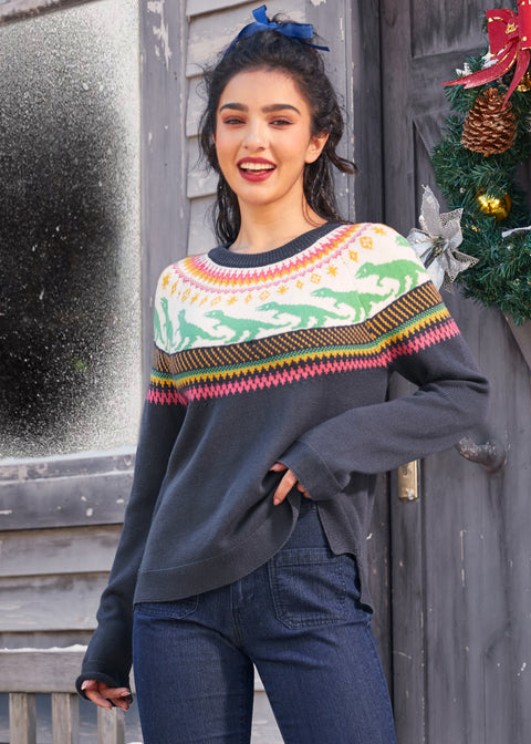 Retro Charm Raglan Sweater