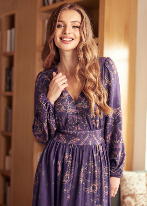 Goldie Hour V-Neck Midi Dress