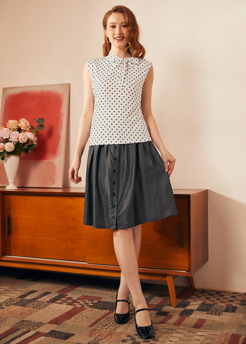 Retro Rendezvous Tie-Neck Top (Final Sale)