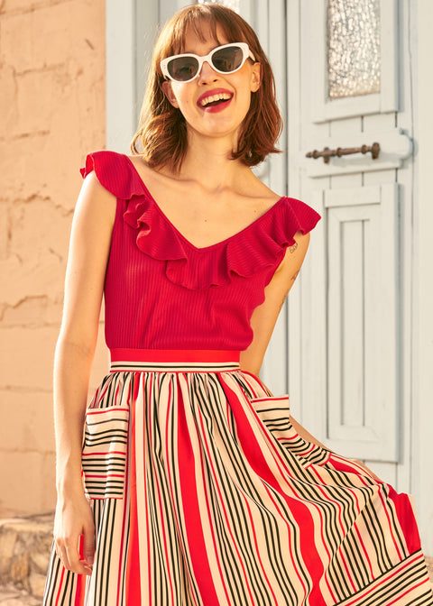 Ruffle Me This V-Neck Tank (Final Sale)