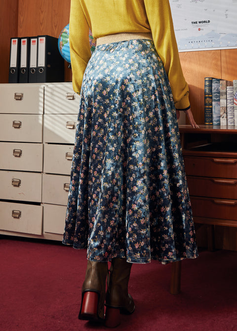 Golden Whispers Velvet Maxi Skirt