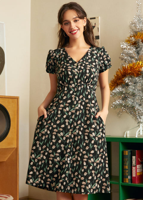 Budding Romance Button-Up Dress