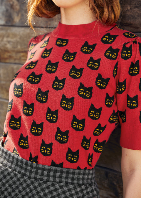 Retro Radiance Puff Shoulder Sweater