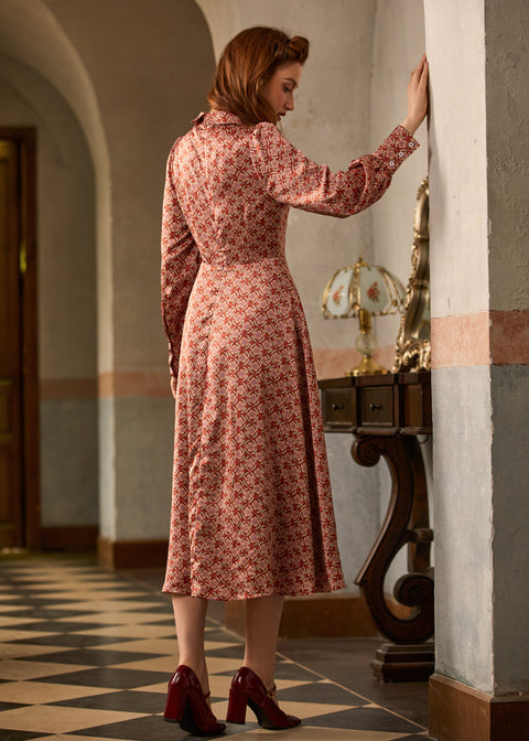 Romantic Era Button Front Midi Dress