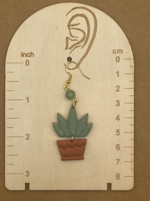 Aloe Vera Plant Dangly Earrings