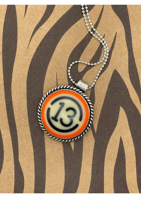 Retro Billiard Ball #13 Pendant Orange