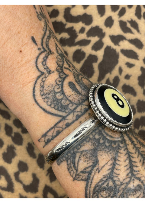 Billiard 8-Ball Cuff Bracelet Black