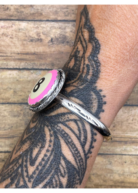 Billiard 8-Ball Cuff Bracelet Pink