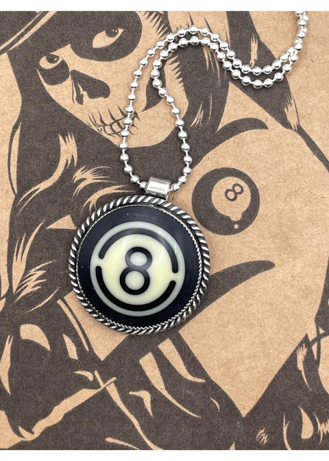 Billiard Retro 8-Ball Round Pendant Black