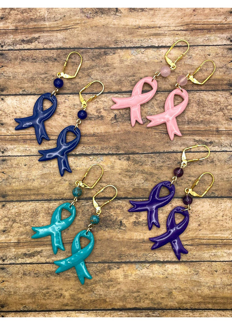 Cancer Awareness Ribbon Earrings