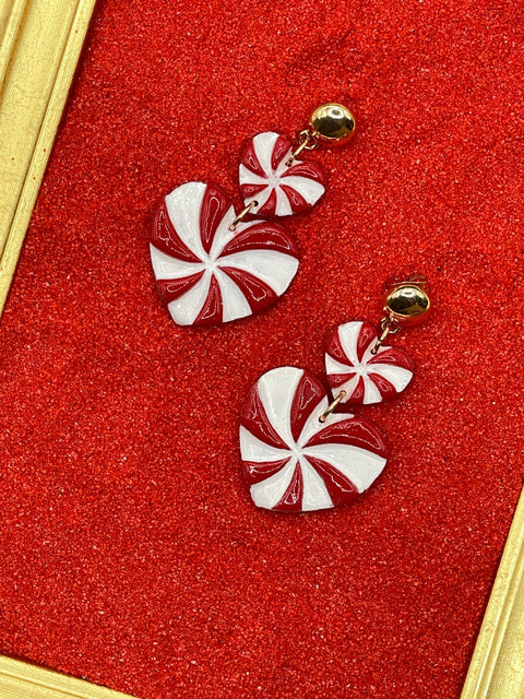 Candy Cane Heart Earrings