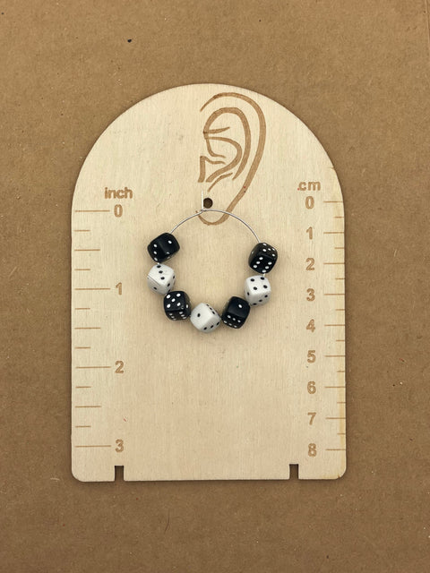 Black & White Dice Hoop Earrings