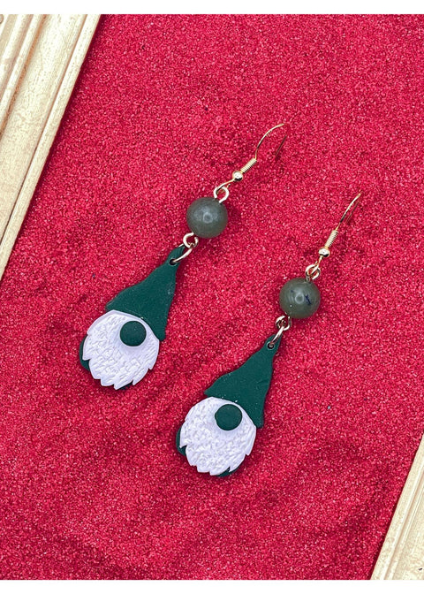 Holiday Gnome Earrings - Green