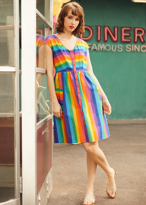 PRESALE More Is More Rainbow Stripe Dress