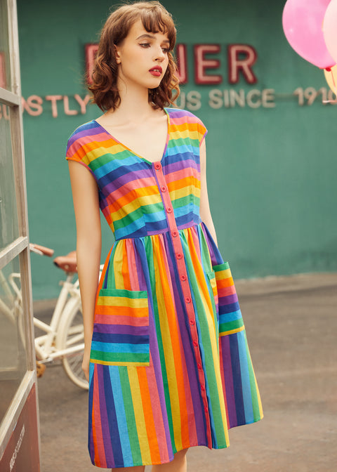 PRESALE More Is More Rainbow Stripe Dress