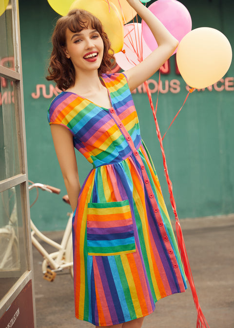 PRESALE More Is More Rainbow Stripe Dress