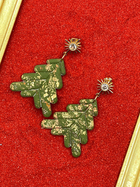 Rhinestone Shimmer Tree Earrings