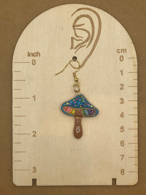 Groovy Mushroom Rainbow Dot Earrings