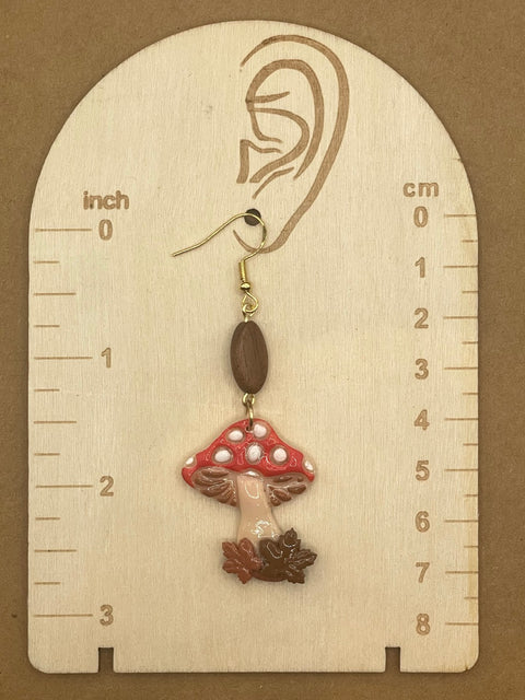 Mushrooms with Fall Leaves Earrings