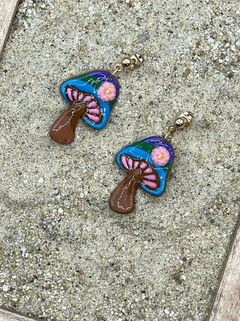 Groovy Mushrooms with Flowers Earrings