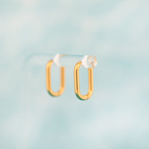 Rectangle Rounded Huggie Hoop Earrings
