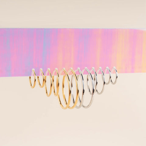 Circle Rounded Huggie Hoop Earrings