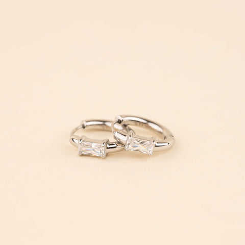 Baguette Crystal Rounded Huggie Hoop Earrings