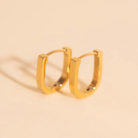 Smooth Stirrup Huggie Hoop Earrings