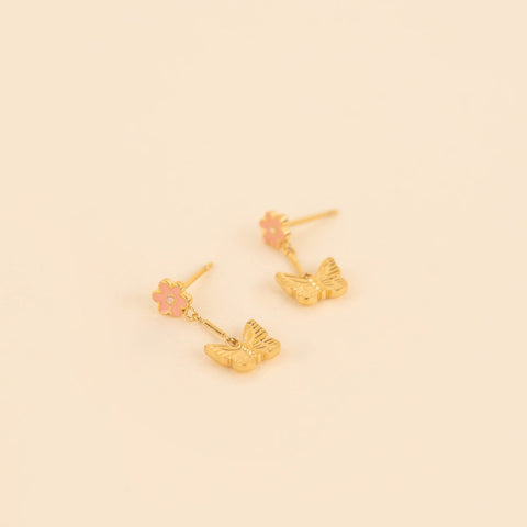 Spring Butterfly Dangle Stud Earrings