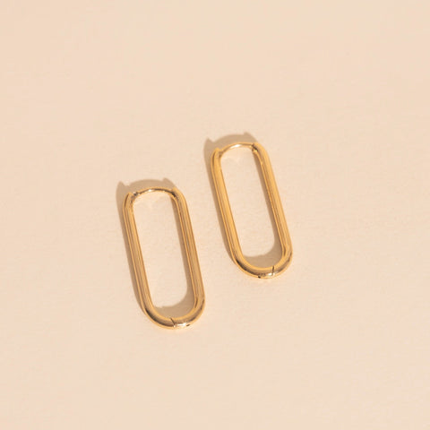Thinny Rectangle Rounded Huggie Hoop Earrings