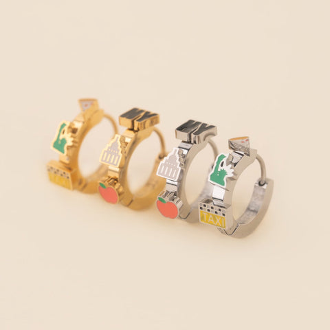 NYC 3D Huggie Hoop Earrings