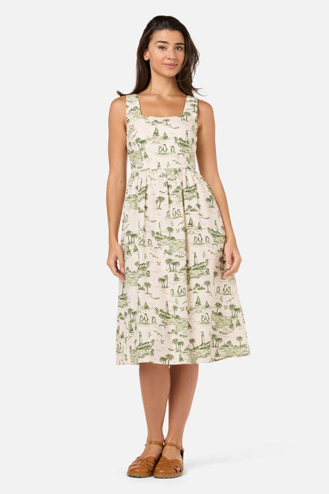 Seaside Toile Midi Dress