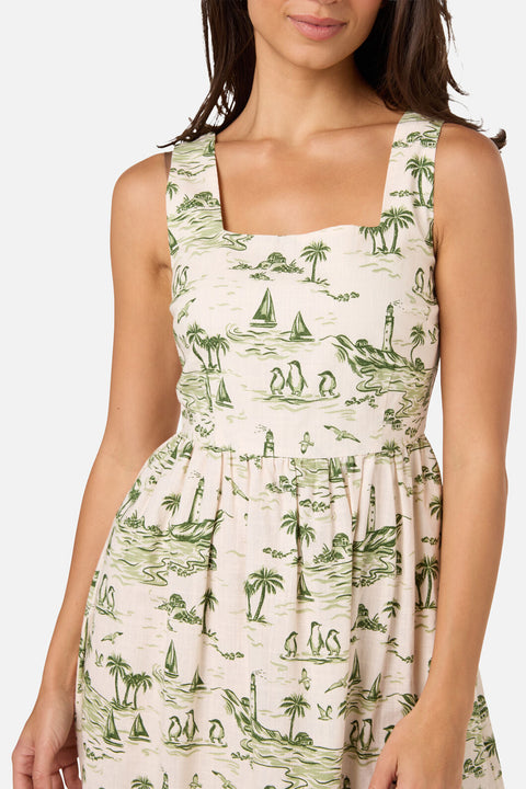 Seaside Toile Midi Dress