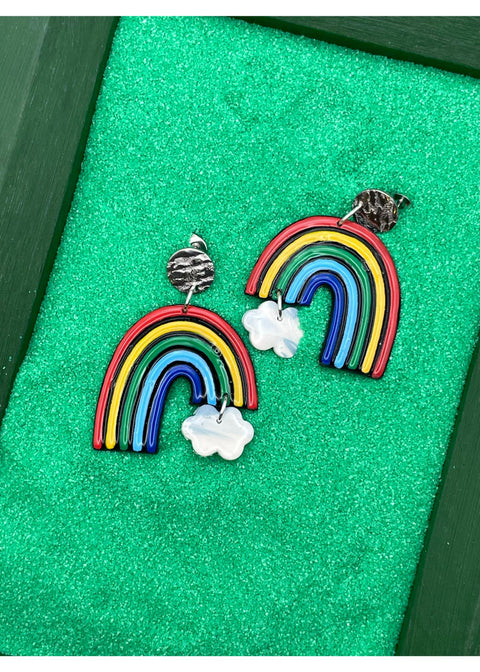 Rainbow and Dangly Cloud Earrings