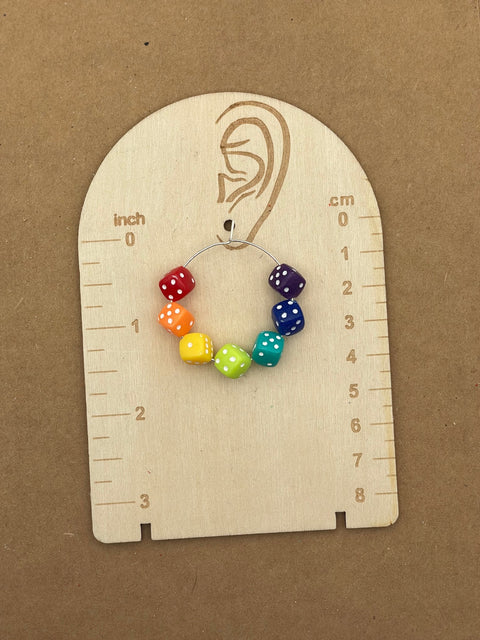 Rainbow Dice Hoop Earrings