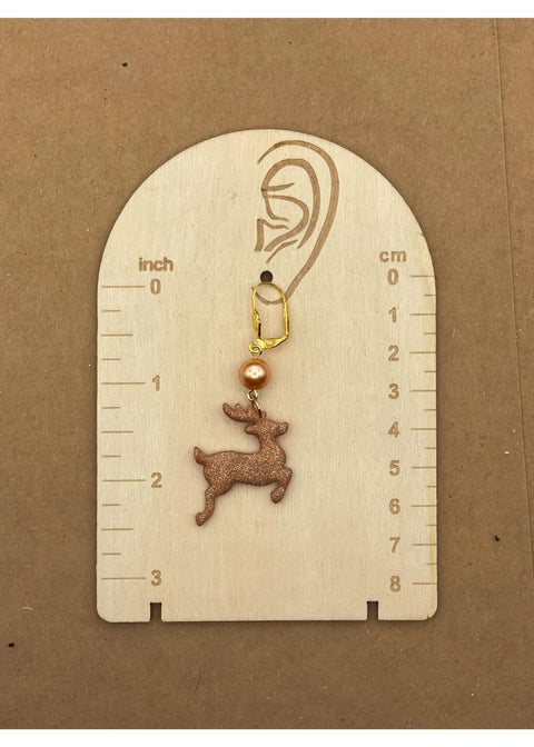 Holiday Rose Gold Reindeer Earrings