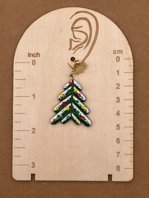 Snowy Christmas Tree Earrings